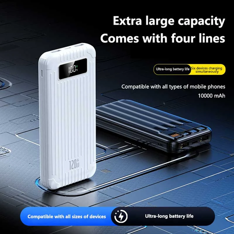 Power Bank 4in1 100000mAh 120W Pengisian Cepat Kapasitas Besar Dengan Layar Digital Dan Kabel Daya untuk Xiaomi iPhone17 2026