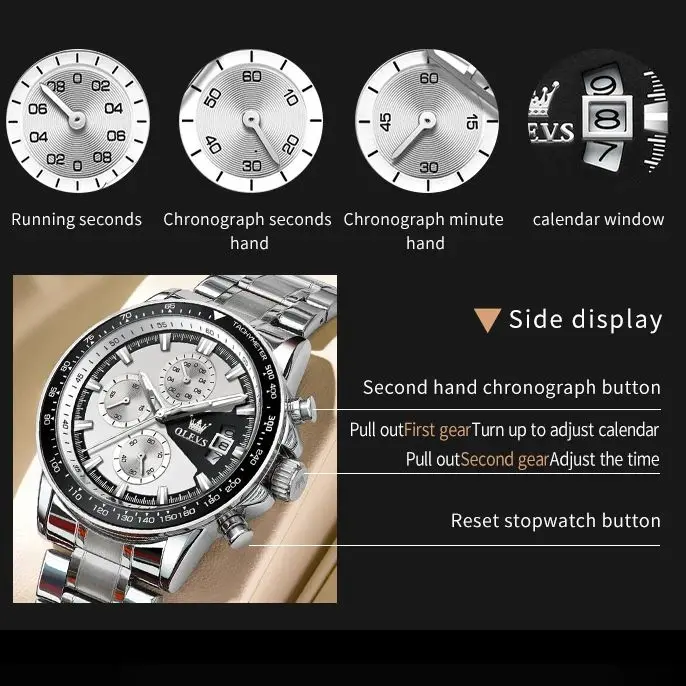 OLEVS Quartz Men\'s Watch Business Multi functional Waterproof Luminous Date Timing Watch Luxury Brand Men\'s Watch Exclusive