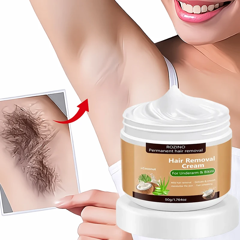 50G/100G/150G Kokosnuss Semi-Permanente Haarentfernungscreme, einmal anwenden, langanhaltende Glätte für 6 Monate, erfrischende und schnelle Haarentfernung, Haarentfernungscreme für Frauen, Haarentfernungscreme für Männer, einfache Haarentfernung, sofortige Entfernung, glatte Oberfläche ohne schwarze Flecken, reisefreundlich, geeignet für die Haarentfernung im Gesicht, an den Lippen, in den Achseln, an den Beinen, an den Armen und in den Intimbereichen sowie für die Haarentfernung am ganzen Körper. – Detail 1