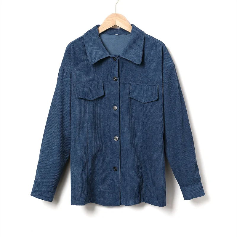 Nueva chaqueta de pana de primavera para mujer, estilo de camisa, Top, prendas de vestir exteriores de un solo pecho, ropa de calle femenina, blusas informales holgadas, abrigo