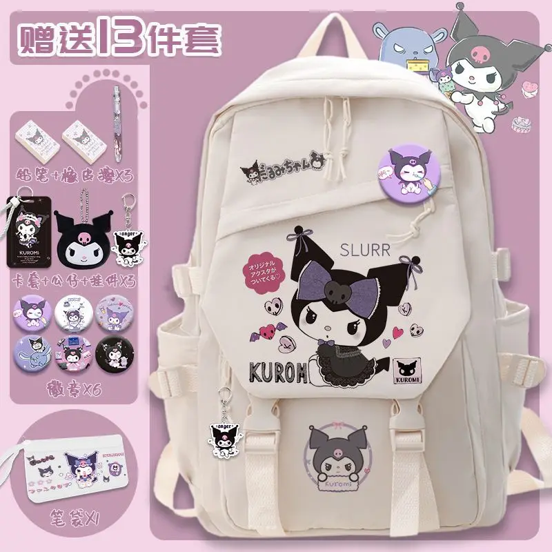 Sanrio bonito dos desenhos animados grande capacidade mochila, mochila casual para estudante menina Ins, novo Clow M