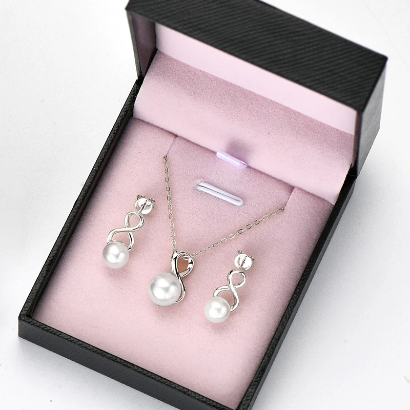 AINUOSHI 7,5-9,5 мм натуральный пресноводный белый жемчуг кулон ожерелье и серьги стерлингового серебра 925 пробы женский свадебный комплект ювелирных изделий подарок