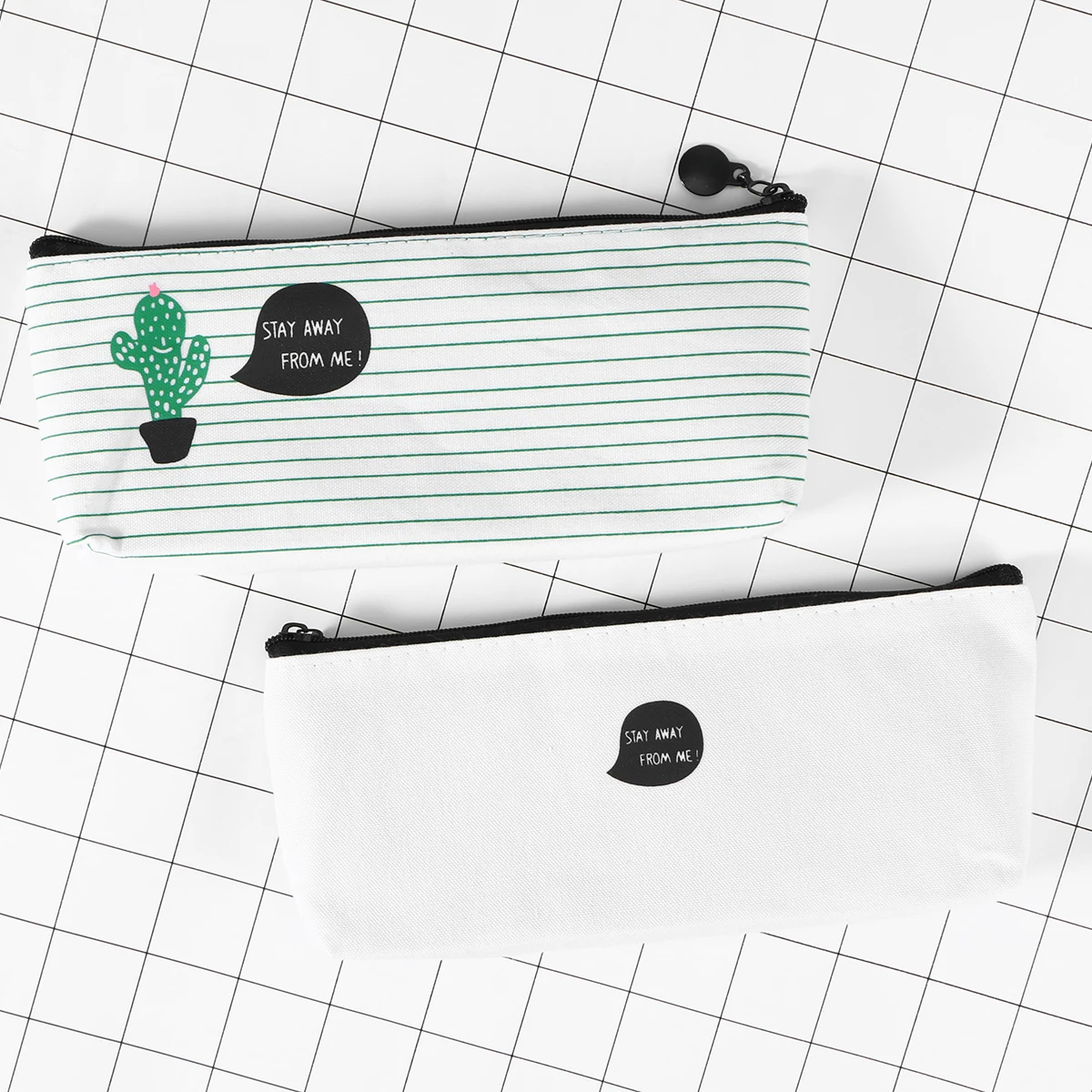 

3 Pcs Cactus Pen Bag for Middle School Students Canvas Pencil Case Small Fresh Storage Travel Use Lightweight Portable