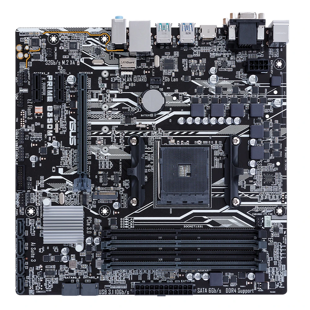 ASUS PRIME B350M-A Motherboard AMD B350 Socket AM4 DDR4 64GB Micro