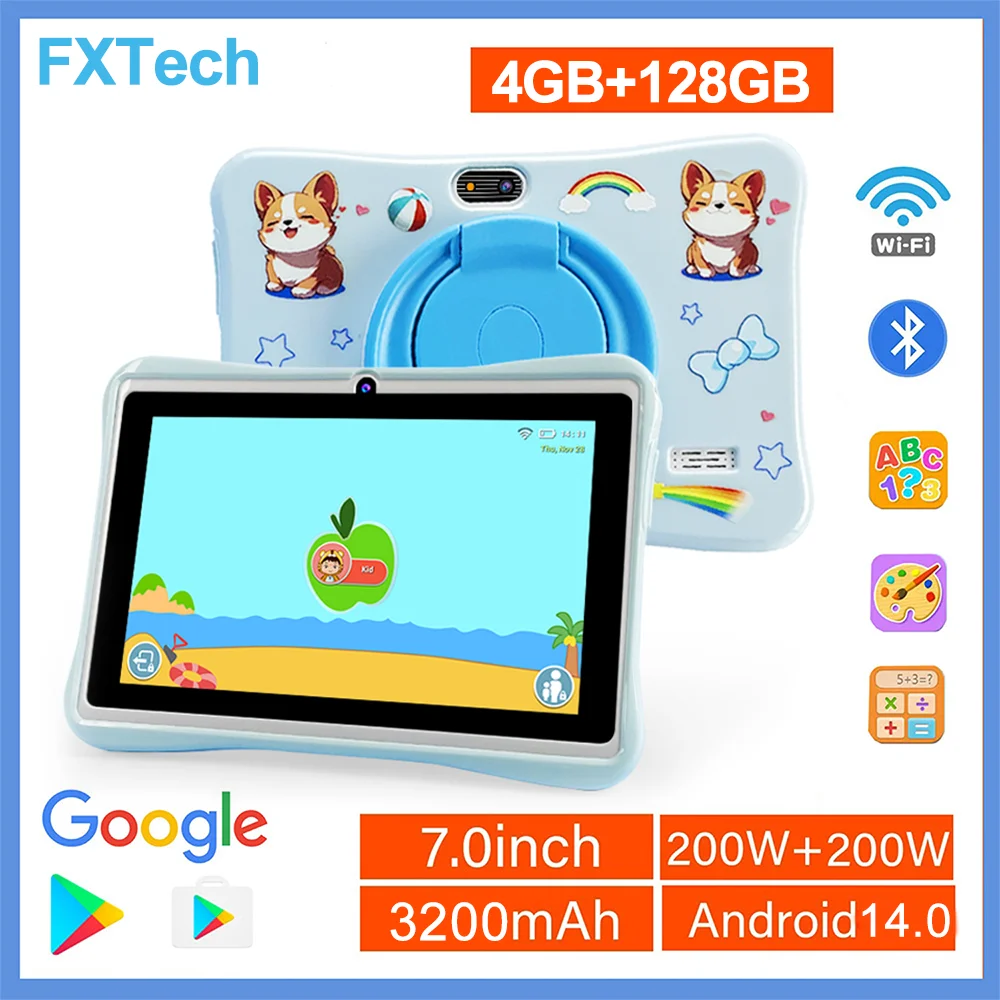 

2025 Новый Ultra HD 7-дюймовый планшетный ПК 4 ГБ + 128 ГБ Телефон Видеозвонок 5G WIFI Планшет Детский коврик Мультяшная игра Обучающий онлайн-класс