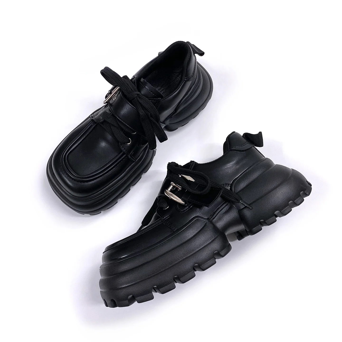 

Retro Japanese College Style Women's Shoes Buckle Slip-On Chunky Platform round Toe Sports Style Fashion Single Shoes