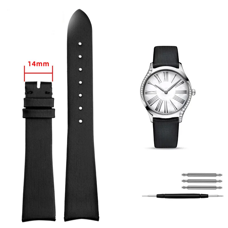 Genuine Leather Watchband For Omega De Ville 428.17 Silk Watch Strap 18MM Arc Interface Wristband Waterproof  Women's Bracelet