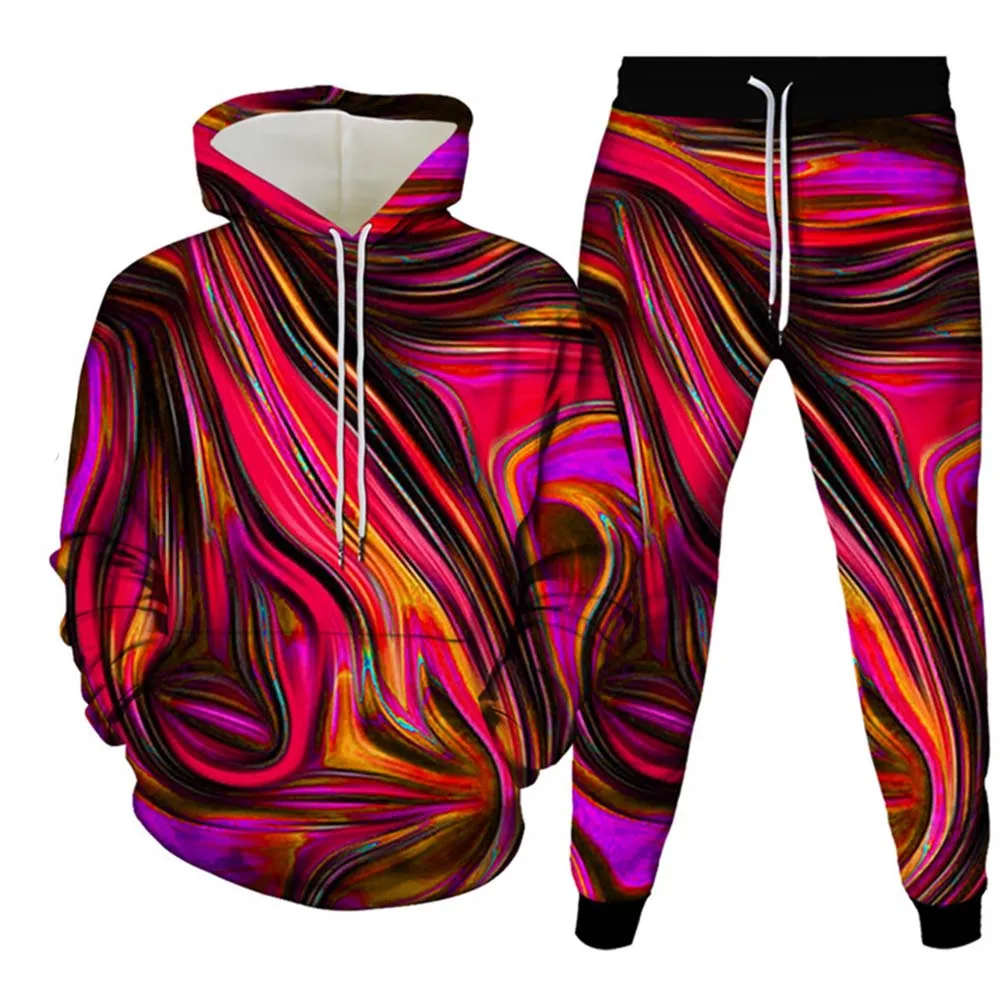 2023 Colorful Vortex 3D Print Men Women Tracksuit Sets Fashion Hoodie And Pants 2pcs Sets Oversized Pullover Casual Men Clothing