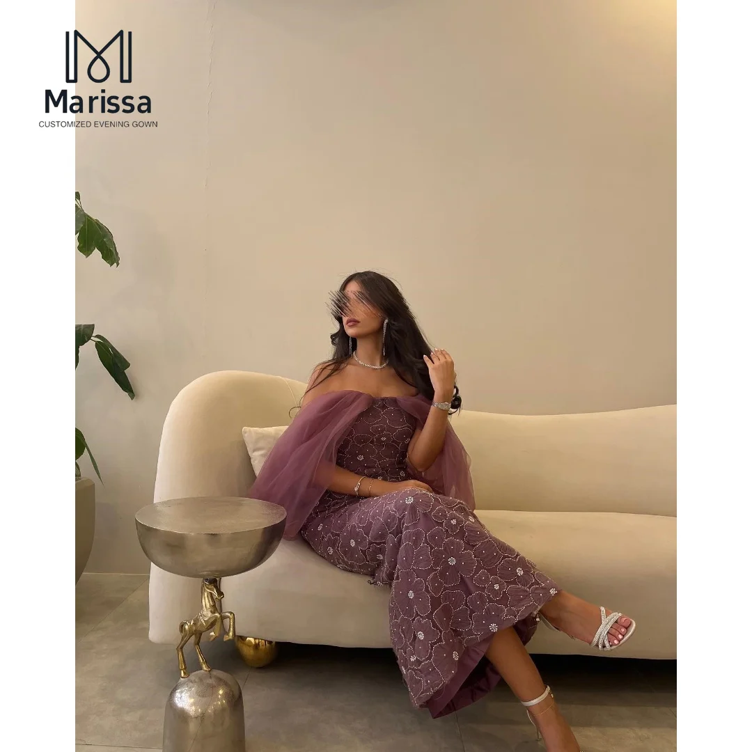 Marissa renda impressão elegante vestidos femininos para vestidos de festa de casamento mulher 2025 feito sob encomenda cauda de peixe fora do ombro vestido de baile