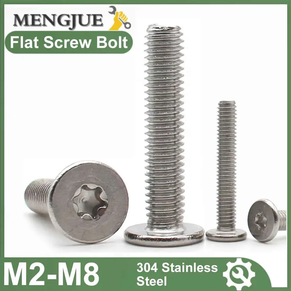 2-100PCS M1.6 M2 M2.5 M3 M4 M5 M6 M8 304 Stainless Steel Six-Lobe Torx Ultra Thin Super Low Flat Wafer Head Screws Bolt