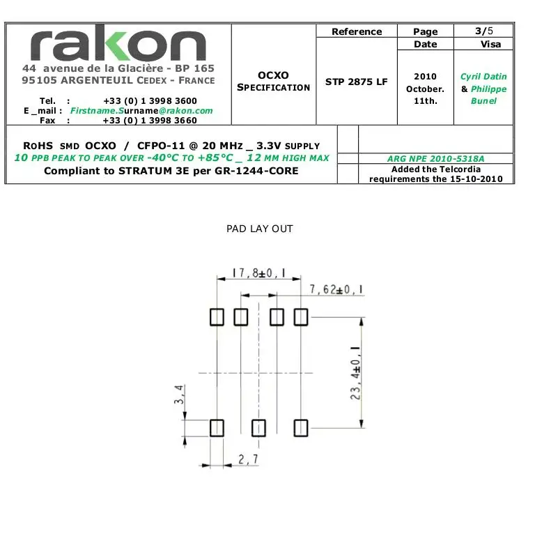 Imagem -05 - Ocxo Rakon-oscilador de Cristal de Alta Precisão 20m 20mhz 20mhz Stp2875c lf Stp2875lf