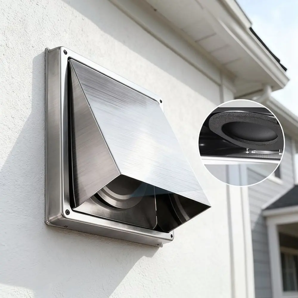 Professional 304 Stainless Steel Air Vent Hood Exhaust Grille For Home Dryer Ducting Wall Ventilation Anti Backflow