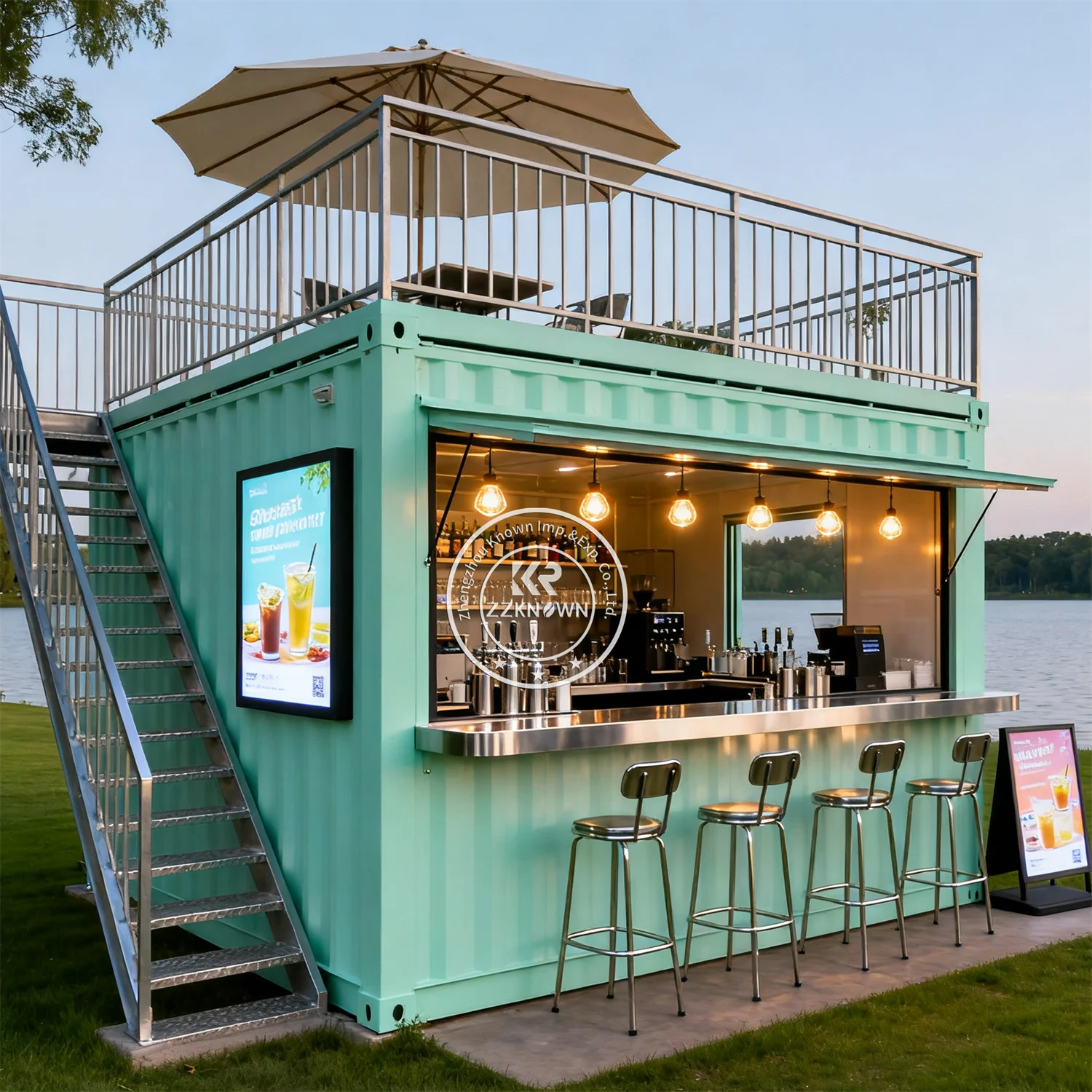 

Customized Portable Container Restaurant Shipping House Luxury Double Story Container Bar Coffee Shop Full Kitchen