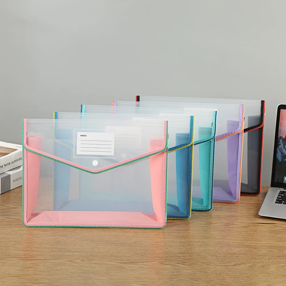 

New PP File Folders, Waterproof Transparent Expandable File Organiser, Portable Large Capacity A4 File Wallet for Office School