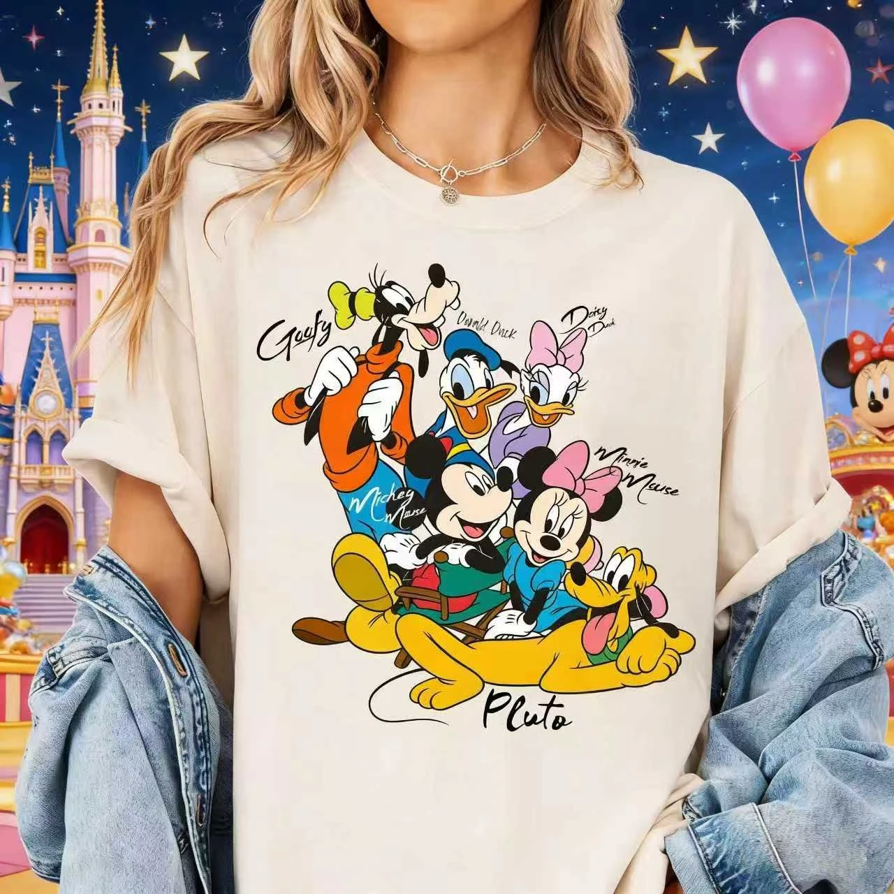 2026 Summer Disney Mickey and Friends Printed T-shirt for Both Men and Women, 100% Pure Cotton Short-sleeved Casual Loose Top