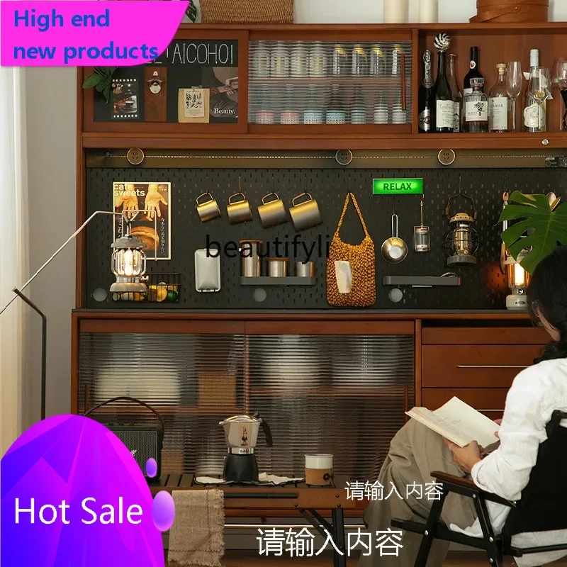 الشمال الرجعية خشب متين خزانة عالية الحائط المتكاملة المطبخ خزانة مشروبات روك مجلس خزانة K4050