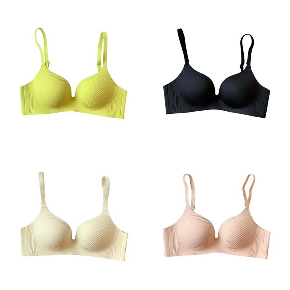 Solid Color Wireless Deep V Bra Shockproof Anti-sagging Push Up Underwear Close-fitting Gathered Breasts Seamless Bras Running