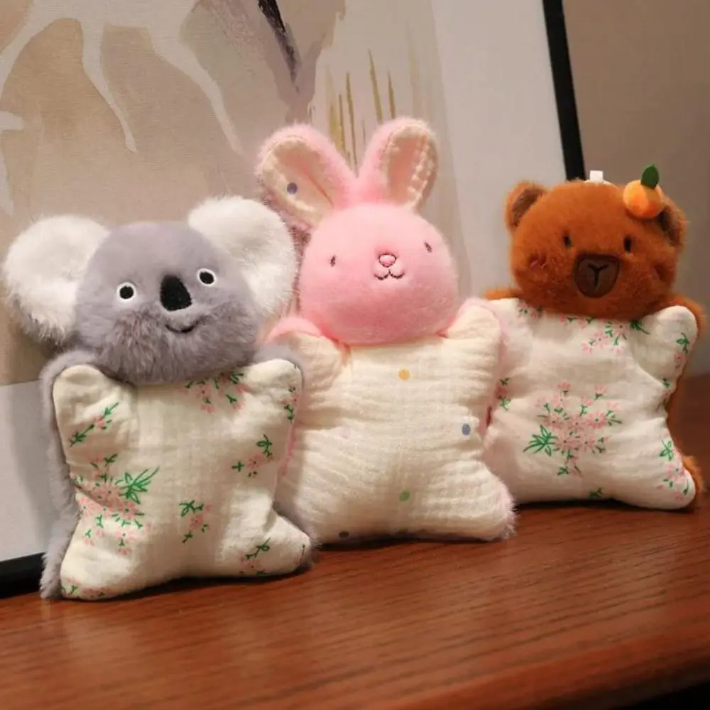 Simulation Capybara Finger Puppet Fluffy Cartoon Panda Plush Pendants Kawaii Soft Plush Rabbit Doll Pendant Jewelry