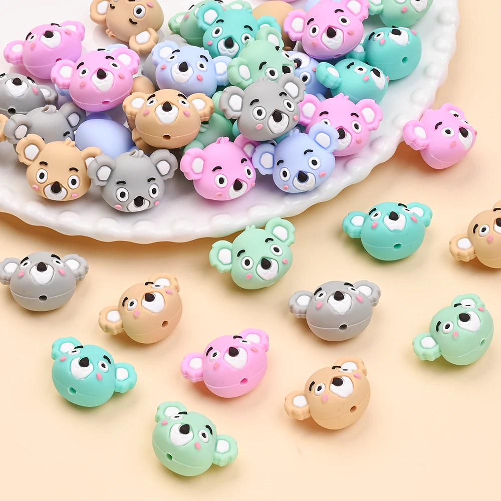 6Pcs Colorful Silicone Beads Little Bear Shaped Beads Food Grade Silicone Beads For Diy Unique Pacifier Chain Jewelry Accessorie