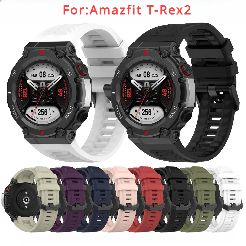 สายซิลิโคนสำหรับ amazfit T-Rex2สายนาฬิกาข้อมือสมาร์ทวอทช์สายรัดข้อมือสร้อยข้อมือกีฬาสายรัดข้อมือสำหรับ amazfit สายนาฬิกา T-Rex2พร้อมเครื่องมือ