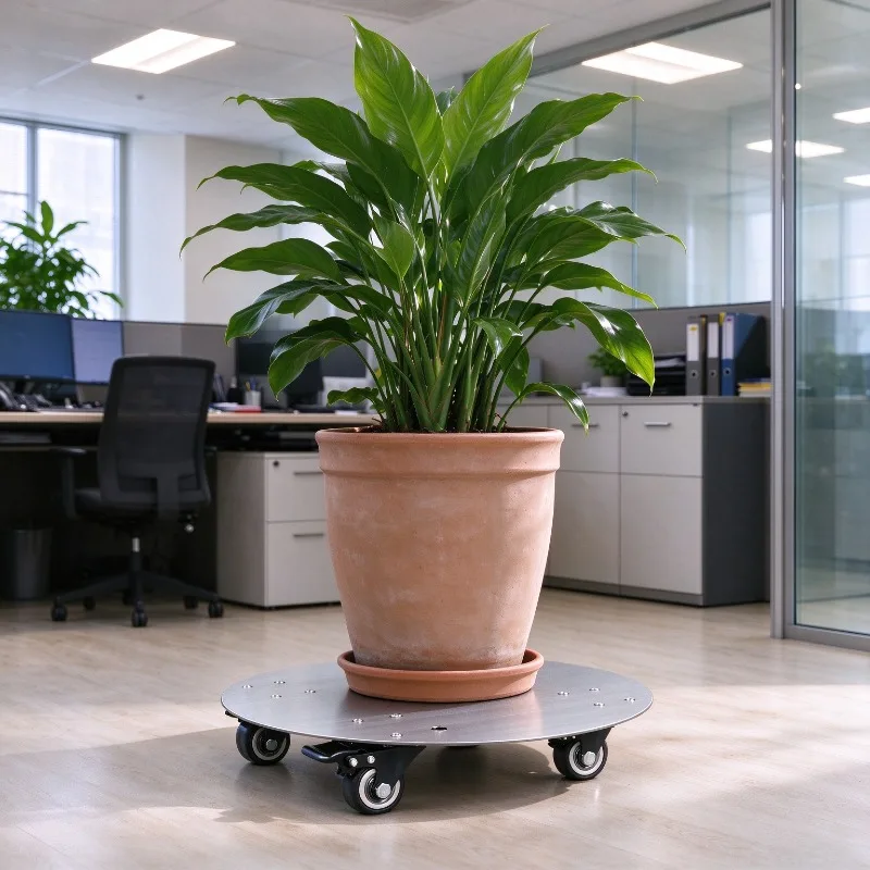 Stainless Steel Flower Pot Tray Movable Universal Wheel Minimalist Plant Saucer Tray Large Metal Flowerpot Stand Garden Supplies