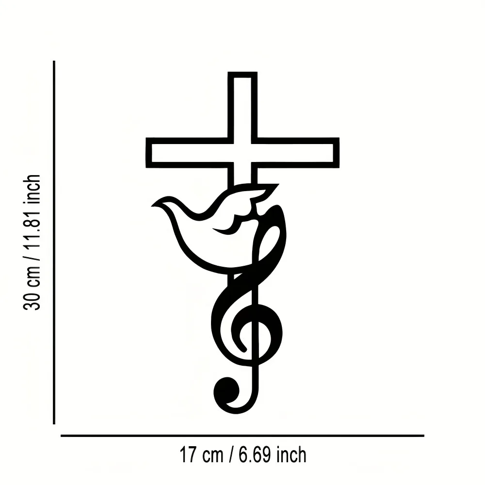 Metal Dove Cross Wall Art Musical Note Decor Removable Reusable Home Office Bedroom Patio Kitchen Iron Hanging Rustproof Gift