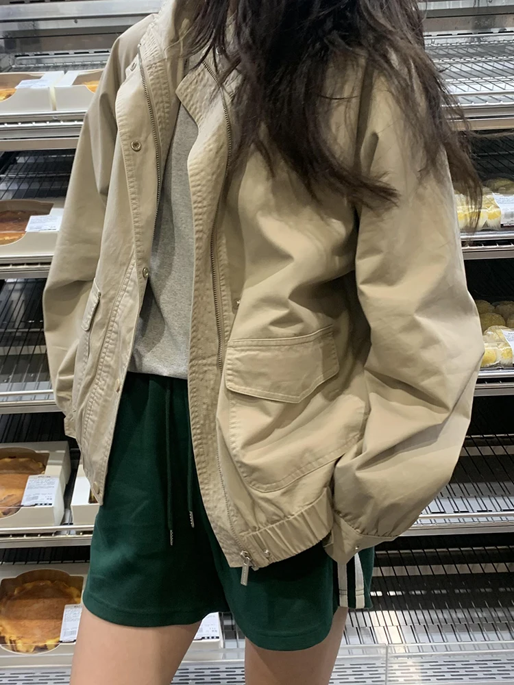

Women's ort Coat Jaet Korean Sle Loose Casual Spring Autumn Outerwear Faionable Commute Windbreaker Top
