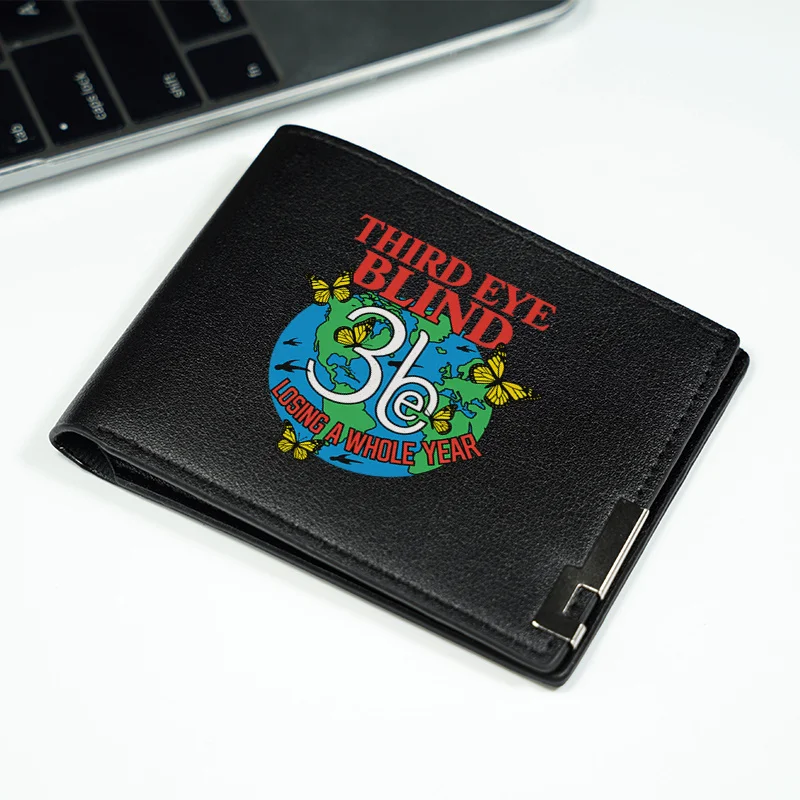 세 번째 눈 블라인드 로고 PU 가죽 지갑 남성용 슬림 디자인 내구성 경량 일상 사용 패션 액세서리