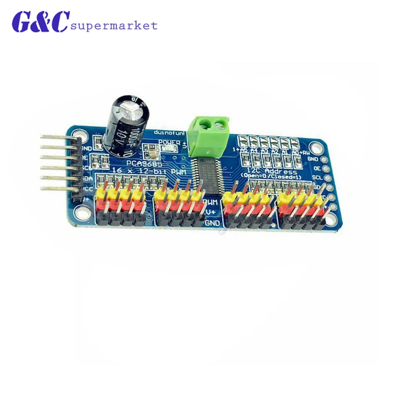 16 Channel 12-bit PWM/Servo Driver-I2C interface PCA9685 module for arduino or Raspberry pi shield module servo shield