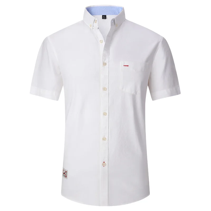 Summer Men's Short Sleeve Cotton Shirt Casual Beach Shirts Regular Outdoor Streetwear Button-Down Basic T Shirts with Pocket