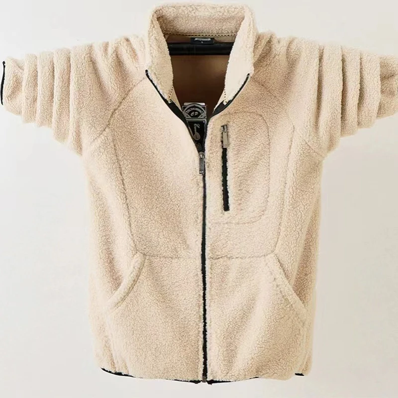 

Осенне-зимняя толстая флисовая толстовка, мужская повседневная теплая плюшевая куртка, удобная и свободная посадка для мужчин