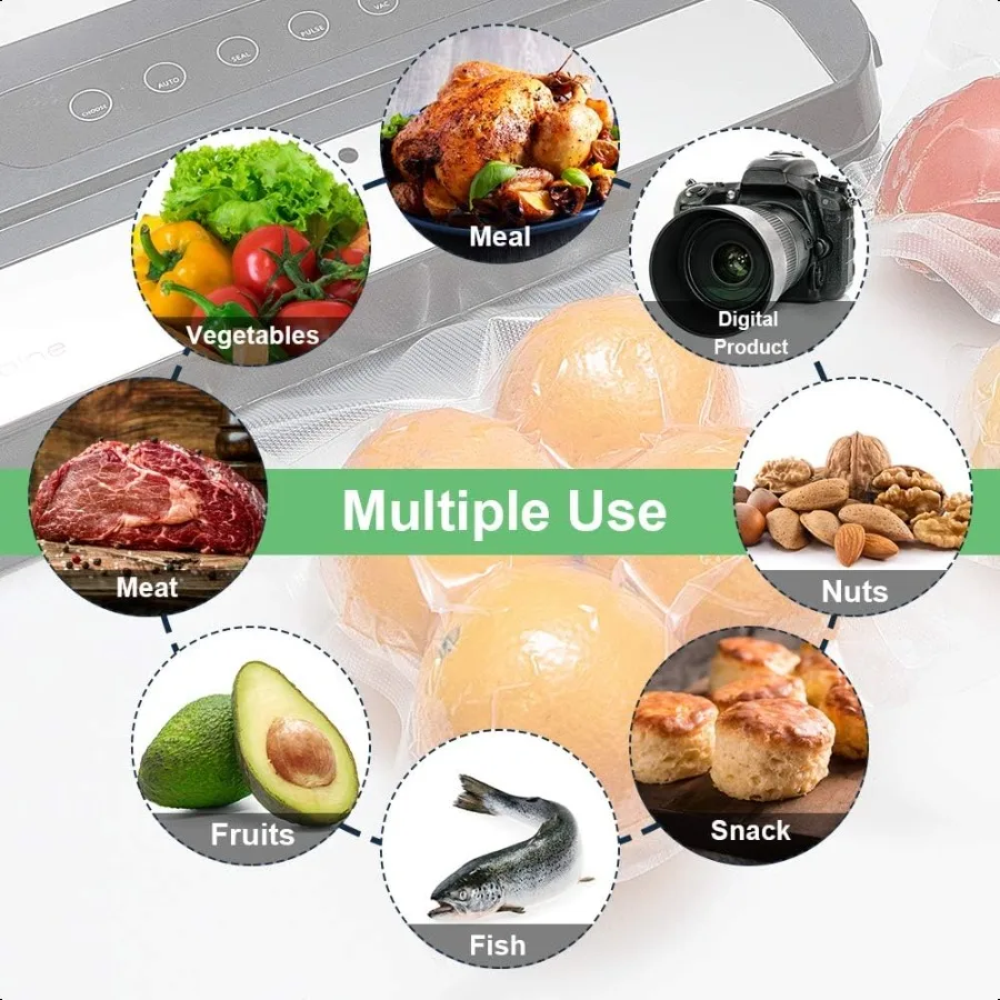 200 Hitungan Quart 8X12 Inci Tas Penyegel Vakum dengan Bebas BPA Tugas Berat Bagus untuk Penyimpanan Vac atau Memasak Sous Vide