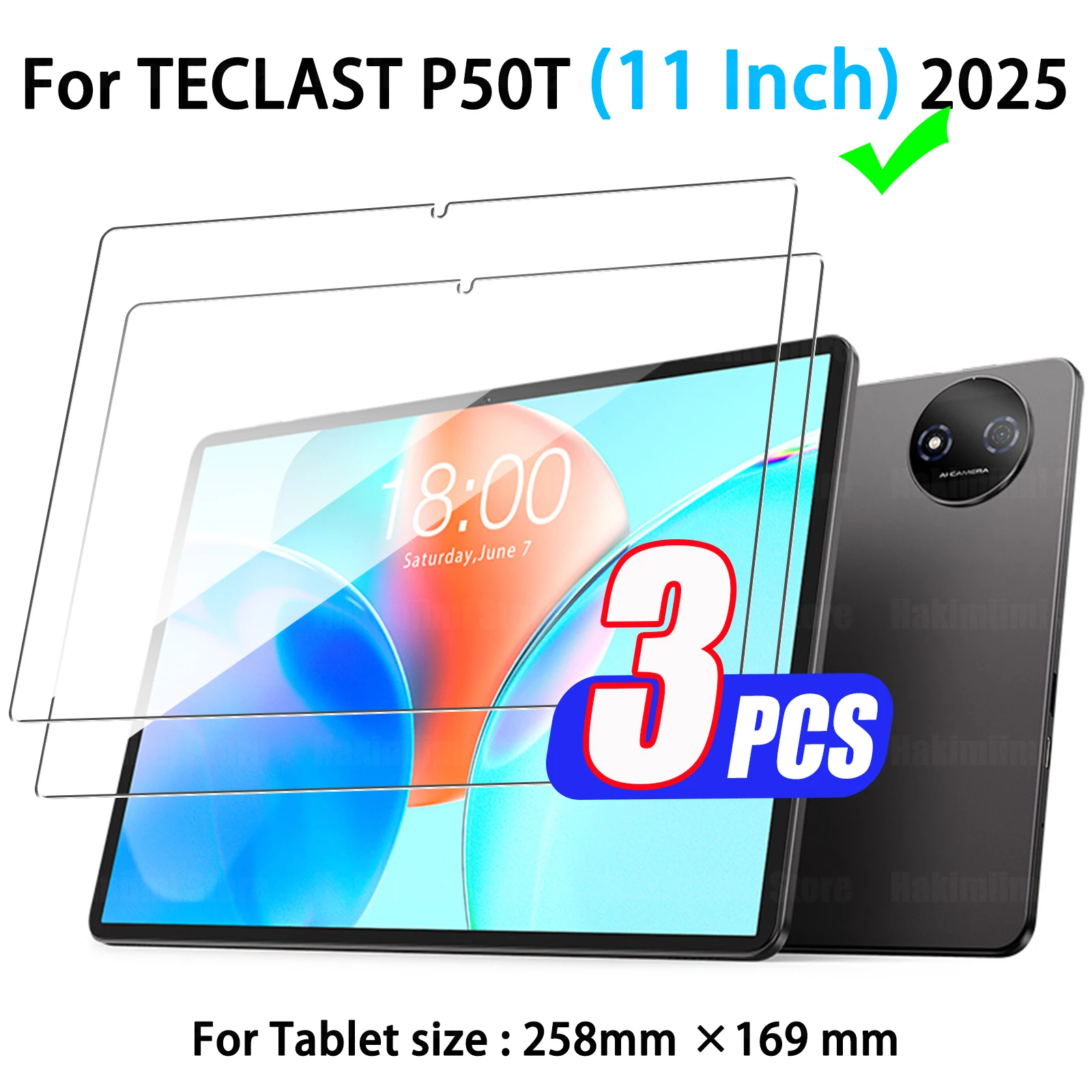 

Защитная пленка для экрана TECLAST P50T (11 дюймов) 2025: без пузырьков, противоударная, HD-прозрачная, твердость 9H, закаленное защитное стекло