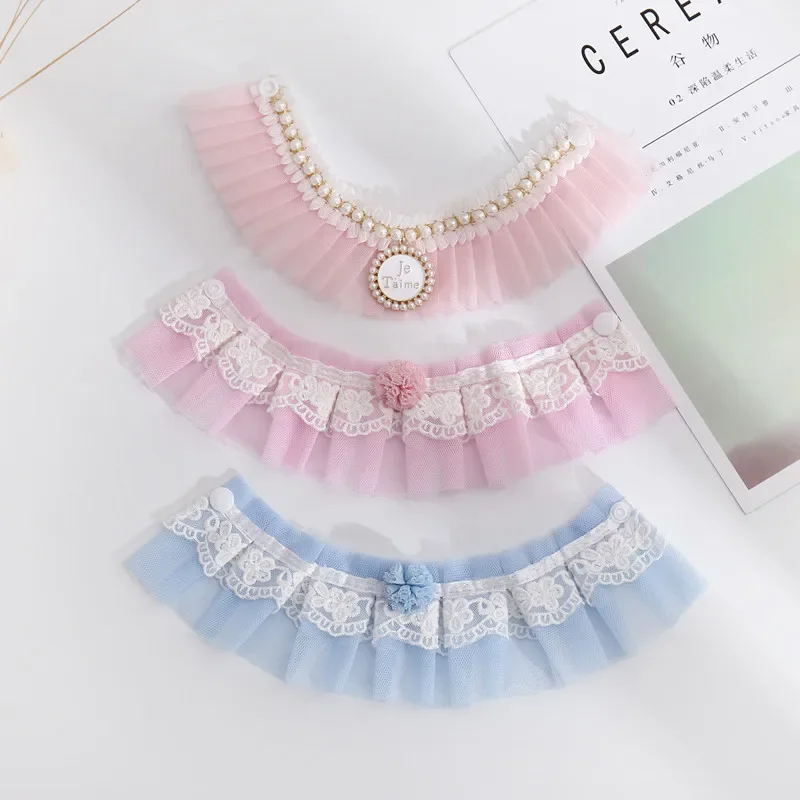 Pet Scarf Cat Lace Pearl Collar Cat Decoration Collar Ragdoll Accessory Lace Bow Princess Necklace Cute Dog Burp Cloth