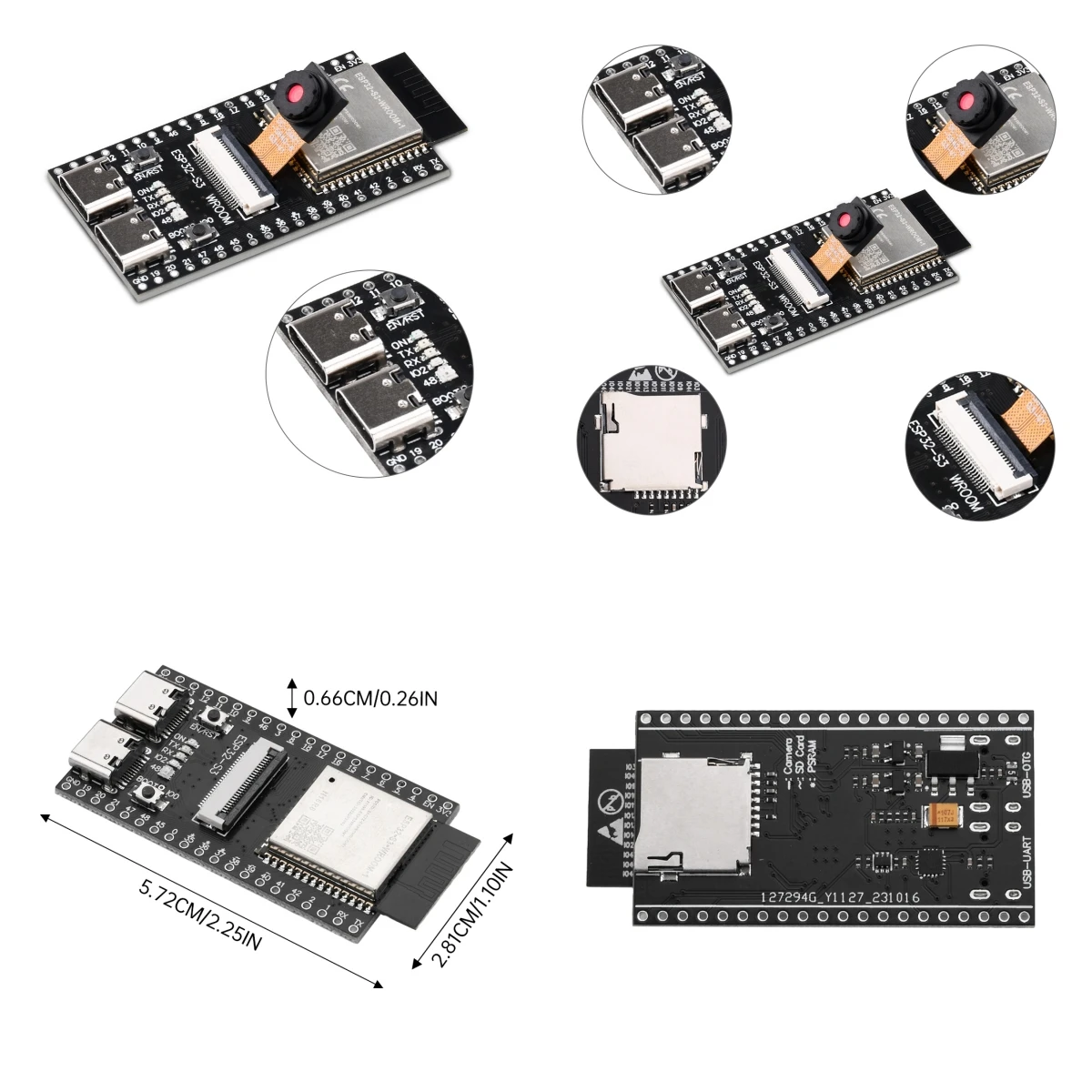 ESP32-S3 WROOM CAM development board WiFi Bluetooth module onboard ESP32-S3-WROOM-1 N16R8 module dual TYPE-C OV2640/OV5640