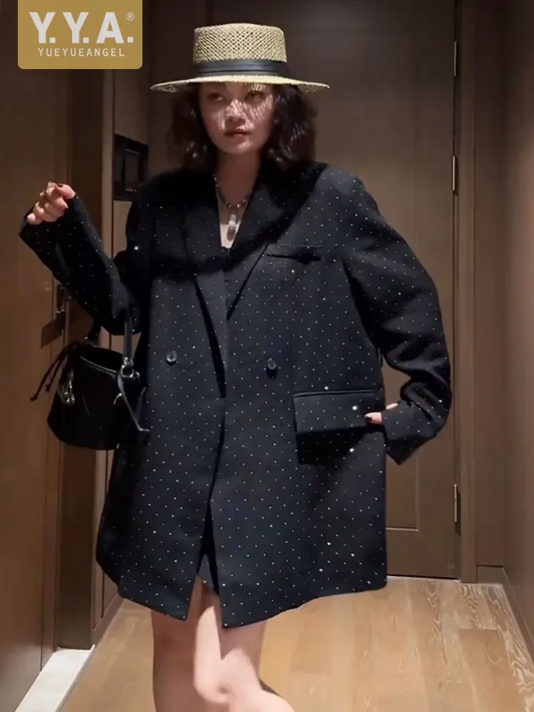 

2025 модный элегантный женский костюм с v-образным вырезом и одной пуговицей со стразами, средней длины, рабочая женская повседневная юбка, комплект из двух предметов