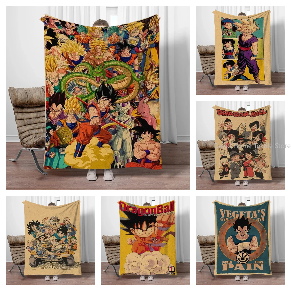 Japanese Anime Blanket D-Dragon-B-Ball Children Warm Soft Blanket for Sofa Bed Cover Blanket Suitable for Birthday Souvenir Gift