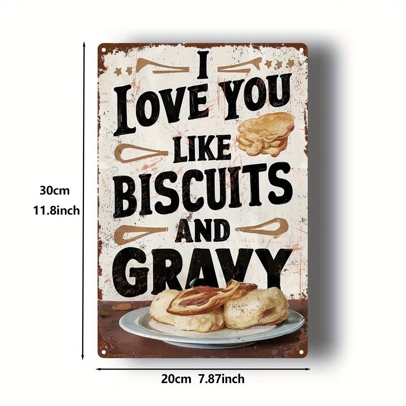 Vintage Love You Like Biscuits Gravy Metal Tin Sign Retro Kitchen Food Wall Art Metal Sign