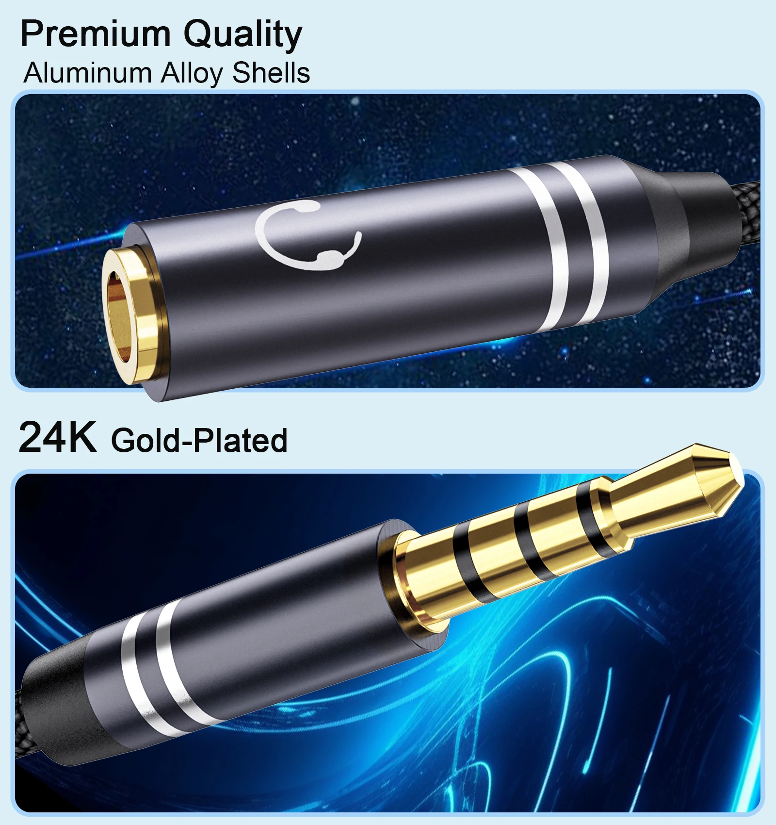 3.5mm Headphone Splitter, Hi-Fi Sounds Extension Cable Audio Stereo Y Splitter, 3.5 mm Male to 2 Female (TRRS - 4 Pole) Headset