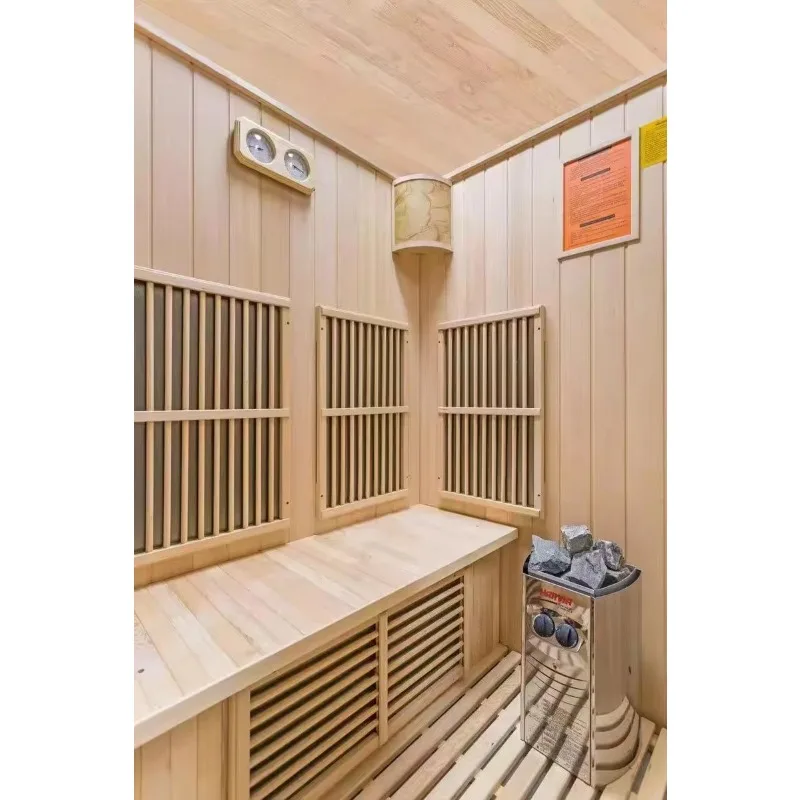 Hot Sale Full Spectrum Infrared Sauna With Control Panel Finnsh Indoor Sauna With Sauna Stove