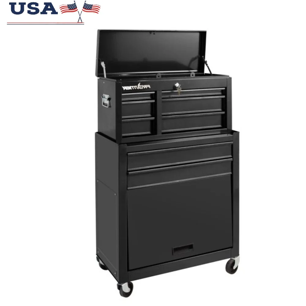 

24 Inch 5 Drawer Rolling Tool Chest Storage Cabinet Heavy Duty Steel Lockable Mobile Organizer Caster Wheels Workshop Garage