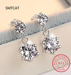 New VVS1 D Color Round Cut Eerrings for Women Test Passed Moissanite Diamond 925 Sterling Silver Earrings Fine Jewelry