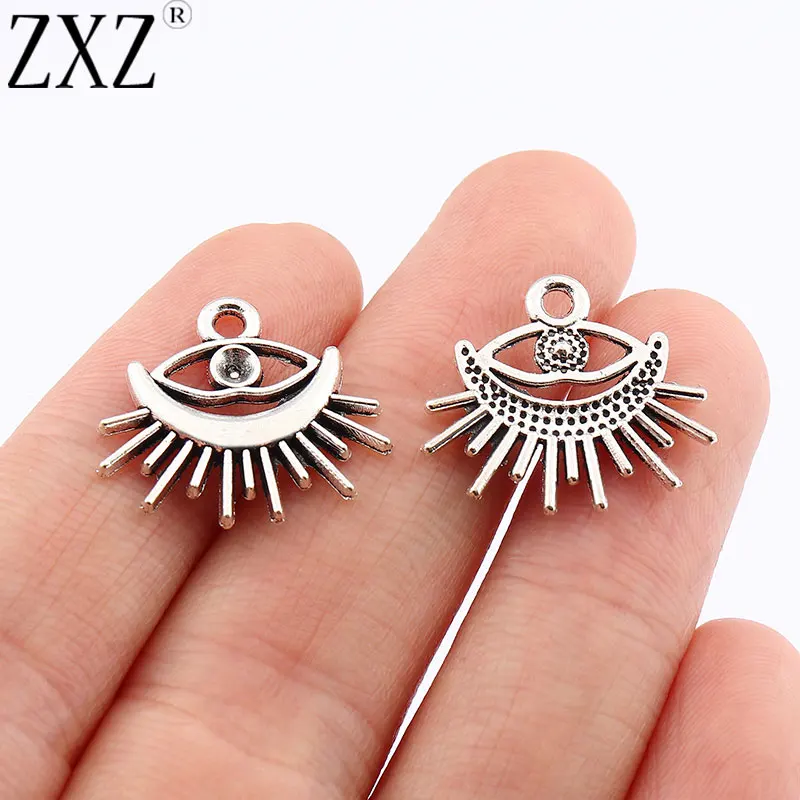 

ZXZ 50pcs Antique Silver Tone Evil Eye Charms Pendants Beads for DIY Bracelet Necklace Earrings Jewelry Making Accessories