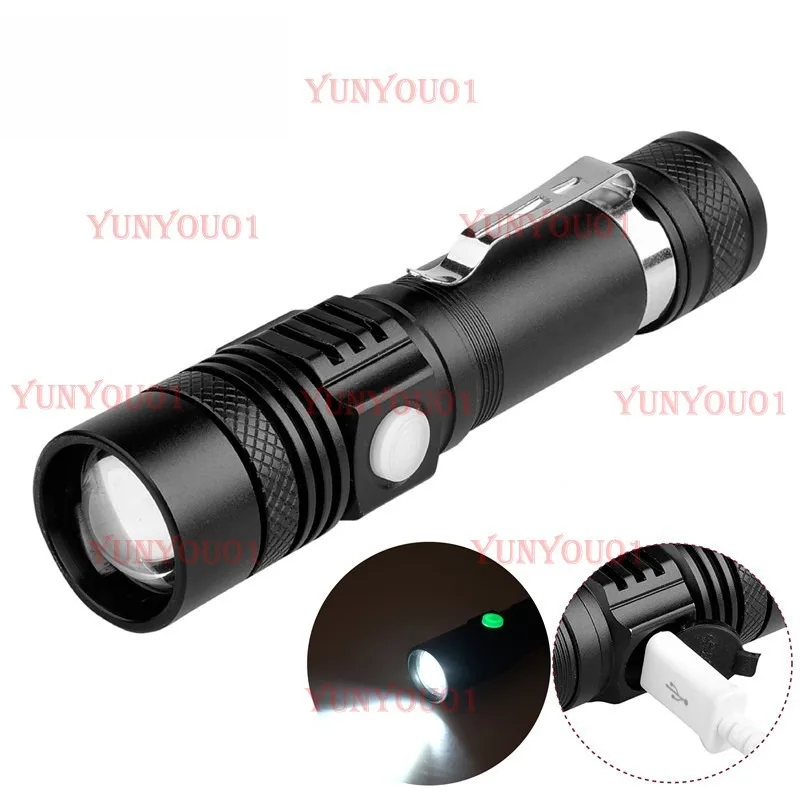 Cross-border Special T6 Strong Light Flashlight, Telescopic Zoom USB Charging Mini Flashlight Outdoor Emergency Searchlight