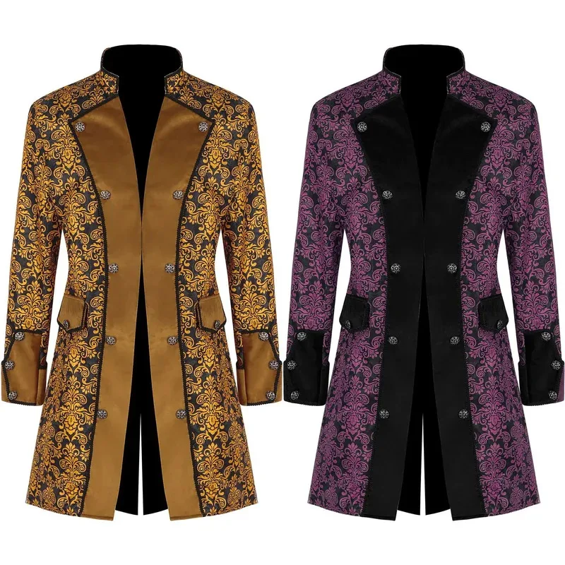 

Новое мужское пальто, модная мужская униформа в стиле стимпанк в стиле ретро, длинное пальто с воротником-стойкой, танцевальная вечеринка, средневековый смокинг, униформа для косплея