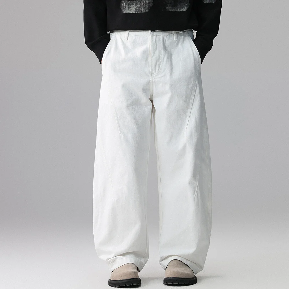 Men Cityboy Harem Trousers White Denim Scimitar Pants Streetwar Fashion Hip Hop Loose Casual Wide Leg Baggy Machete Jeans Pants