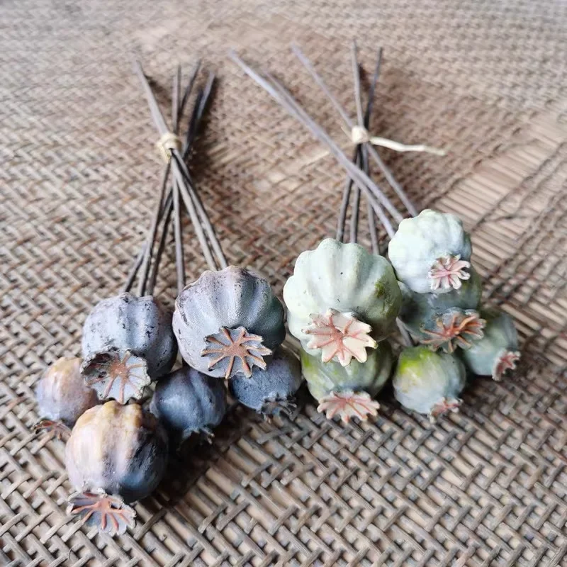 Mohnfrucht-Nüsse, künstlicher Blumenstrauß, Heimdekoration, gefälschte Desktop-Blumen, Hochzeitsszene, Dekor, 6 Stück/Bündel – Detail 4