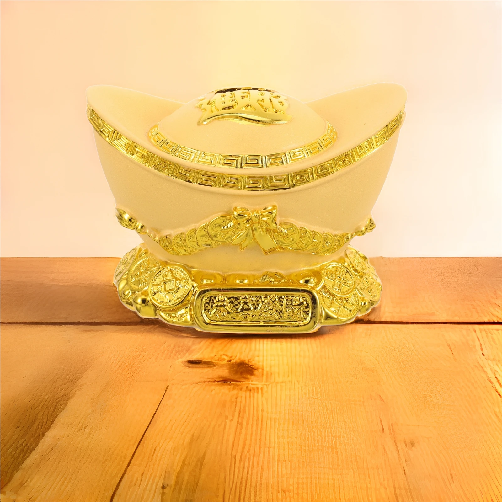 

Gold Money Bank Resin Material Small Size Home Office Decor Savings Can Storage Container Exquisite Design