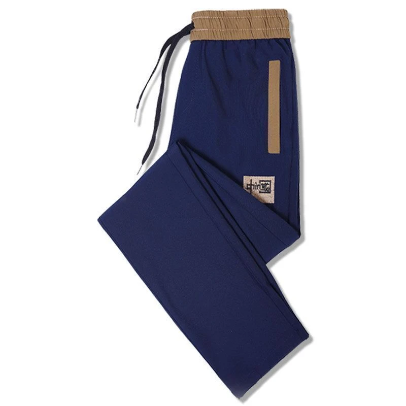 Men Long Pants Black Baggy Trouser Embroidered Man Colthing Streetwear Sporty Design Casual Solid Slim Fit Breathable Thin