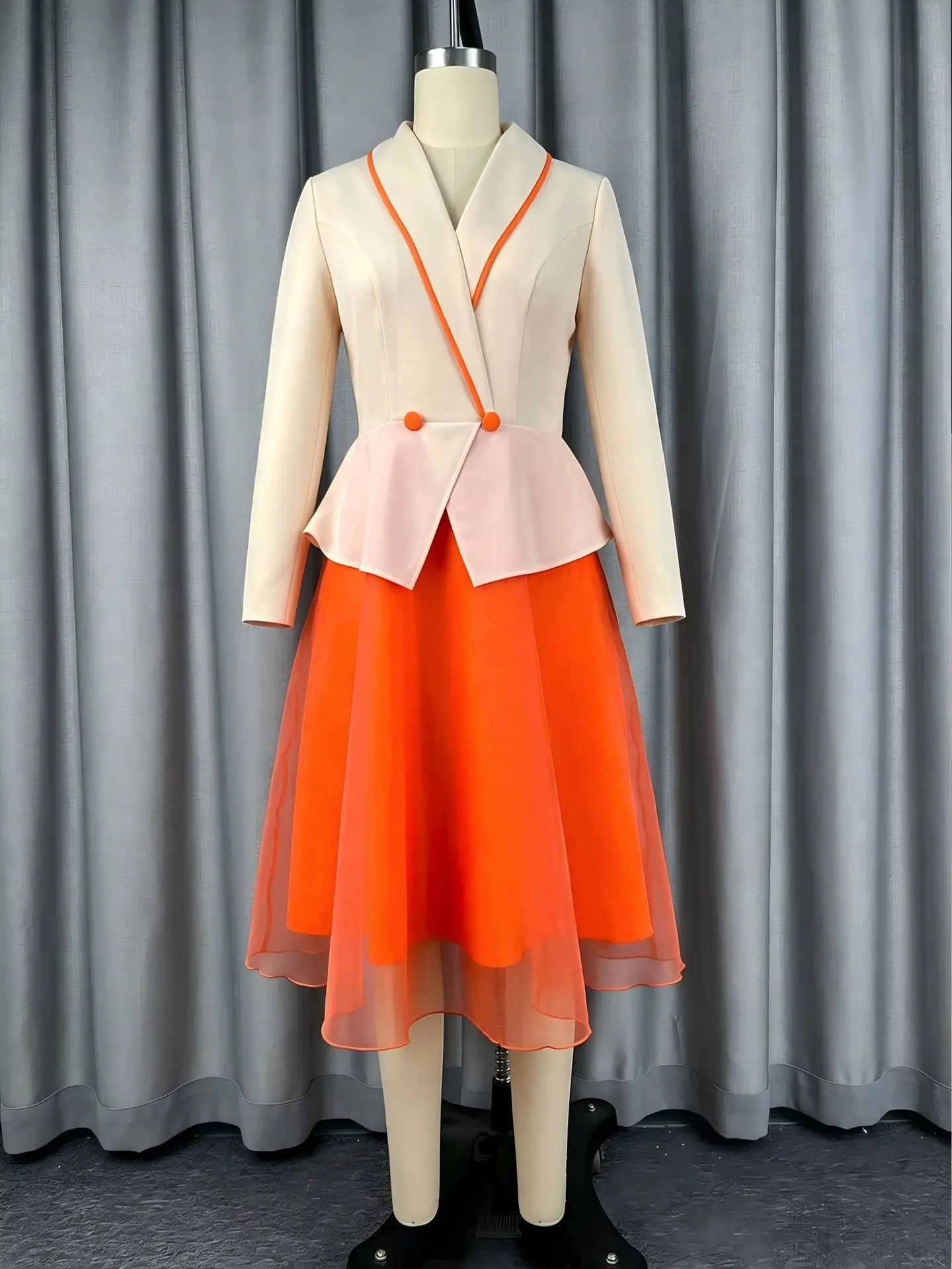 elegant-women-a-line-colorblock-dress-lapel-collar-short-sleeves-patchwork-mesh-hem-church-wedding-events-office-causal-wear